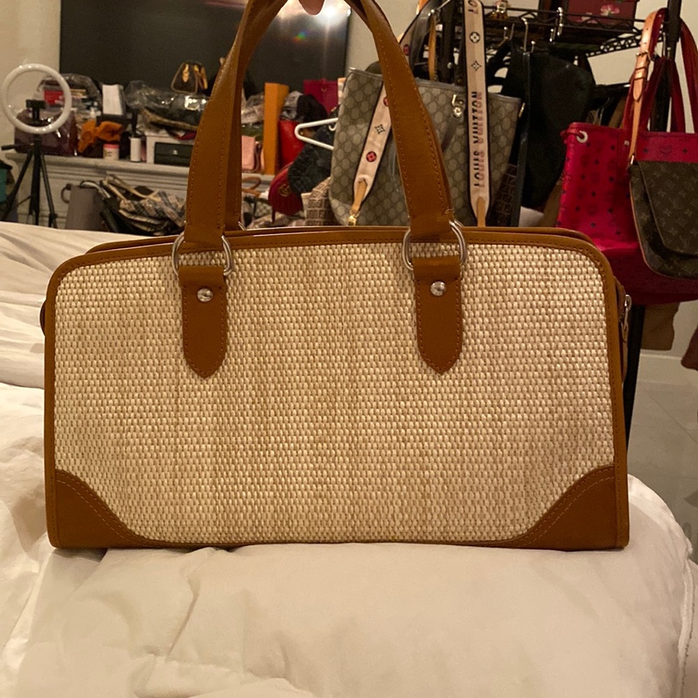 Burberry straw and leather handbag satchel